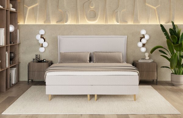 Maison de Rêve Světle béžová čalouněná postel boxspring CALMA 140 x 200 cm