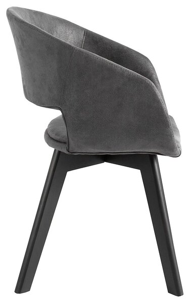 Design modern Lena dining chair with gray upholstery and black wooden legs 79cm