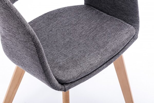 Skandinávská moderní jídelní židle Lena s šedým čalouněním a hnědým dřevěnýma nohama 79cm