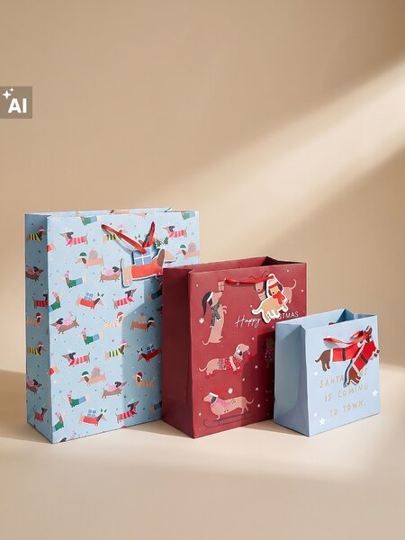 Sinsay - Vánoční dárkové tašky 9 pack - modrá