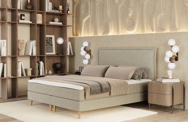 Maison de Rêve Béžová čalouněná postel boxspring CALMA 140 x 200 cm