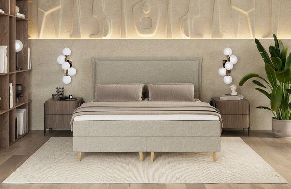 Maison de Rêve Béžová čalouněná postel boxspring CALMA 140 x 200 cm