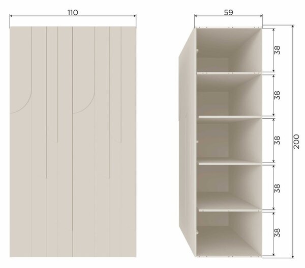 -25 % Dny MOMENTI– WOOOD Světle béžová dřevěná skříň Rain 200 x 110 cm