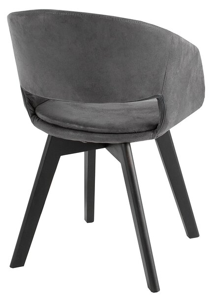 Design modern Lena dining chair with gray upholstery and black wooden legs 79cm