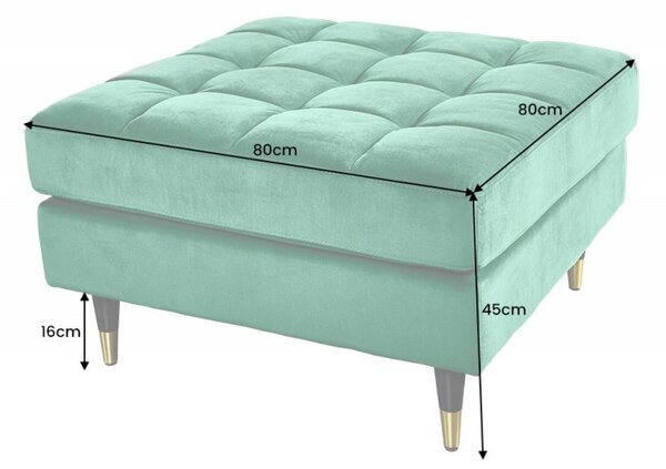 Art deco designová taburetka Nefertiti se smaragdově zeleným sametovým čalouněním a černo-zlatými nožičkami 80cm