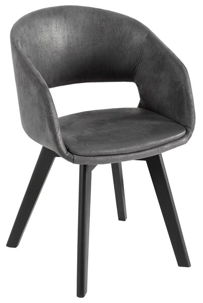 Design modern Lena dining chair with gray upholstery and black wooden legs 79cm