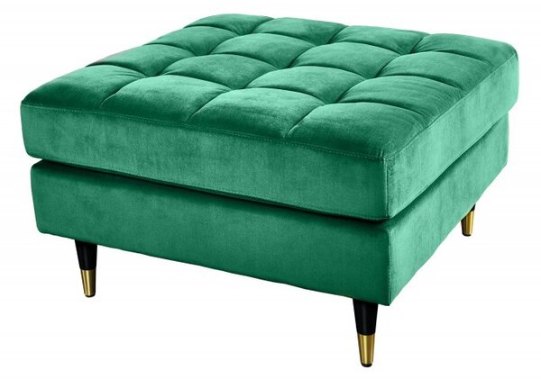 Art deco designová taburetka Nefertiti se smaragdově zeleným sametovým čalouněním a černo-zlatými nožičkami 80cm