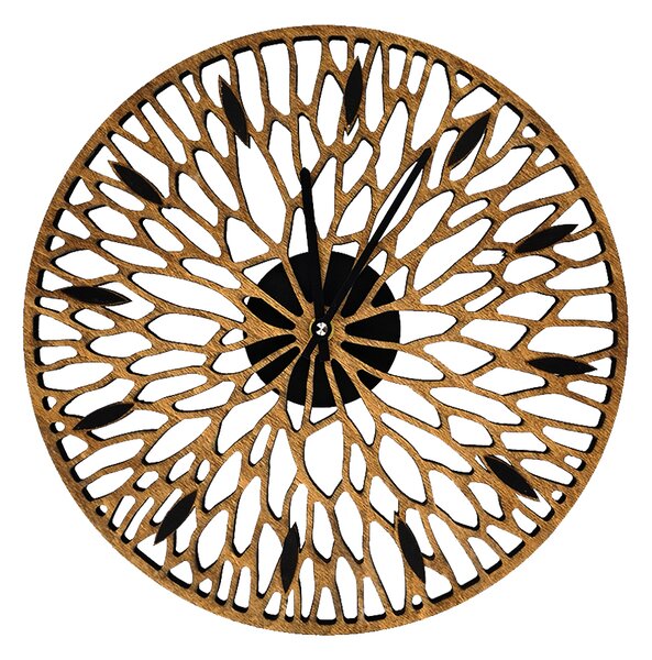 AMADEA Dřevěné designové hodiny nástěnné prořezávané hnědé, masivní dřevo, průměr 30 cm