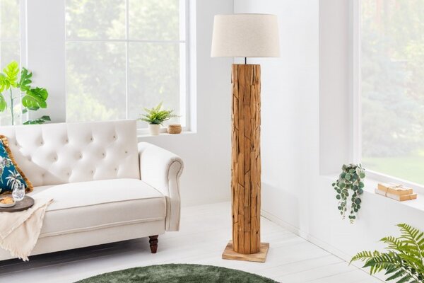 Textilní stínítko kulatého tvaru na stojací lampu Treety v přírodní lněné barvě 50cm