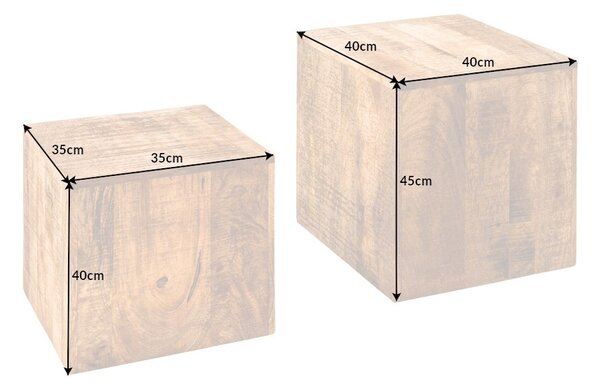 Set masivních čtvercových příručních stolků Cascara z mangového dřeva v hnědé barvě 45/40cm