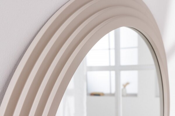 Art deco designové zrcadlo Swan obloukového tvaru s béžovým kaskádovým rámem 160cm