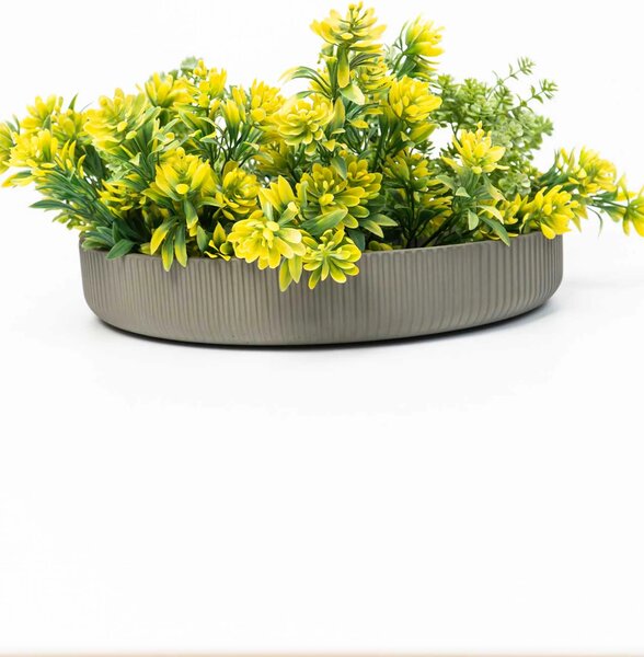 Dekorační miska ORYVEN, sklolaminát s drážkami, průměr 30 cm, šedá