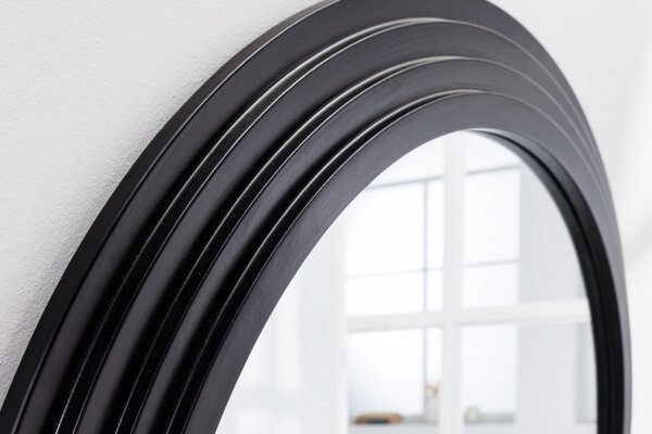 Art deco designové zrcadlo Swan obloukového tvaru s černým kaskádovým rámem 160cm