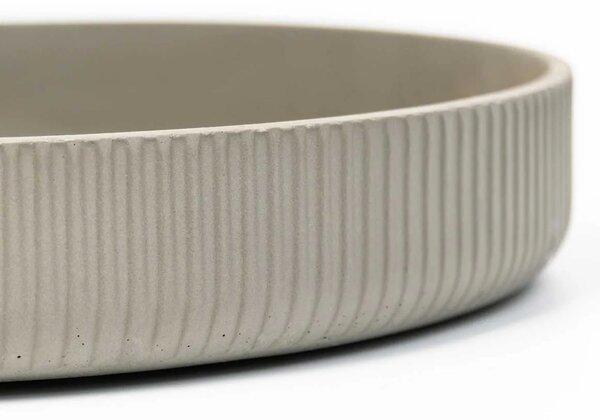 Dekorační miska ORYVEN, sklolaminát s drážkami, průměr 30 cm, šedá