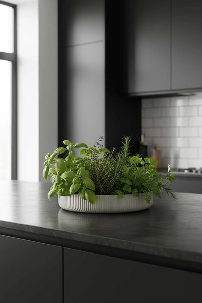 Dekorační miska ORYVEN, sklolaminát s drážkami, průměr 30 cm, šedá