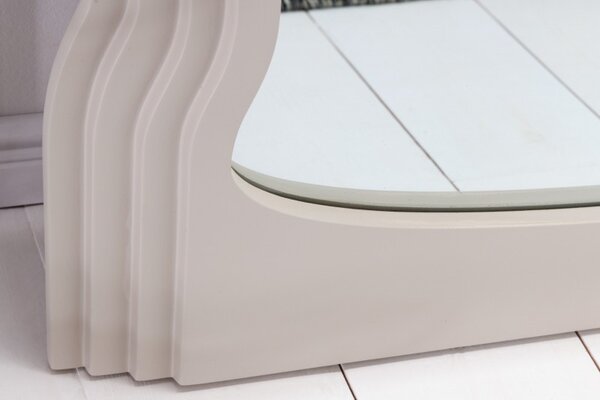 Art deco moderní vysoké zrcadlo Swan s vlnitým rámem v pastelové béžové barvě 160cm