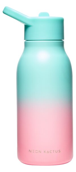 Dětská nerezová láhev, 340ml, Neon Kactus, tyrkysovo/růžová