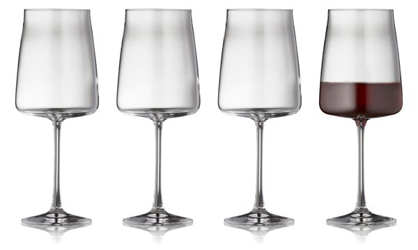 Lyngby Glas Set čtyř sklenic na červené víno Zero 540 ml