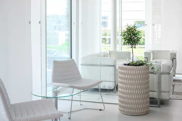 Moderní květináč BOTTEGA, výška 70 cm, krémová, outlet