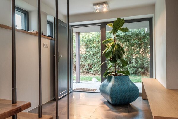 Designový květináč NATTY, výška 62 cm, modrá, outlet