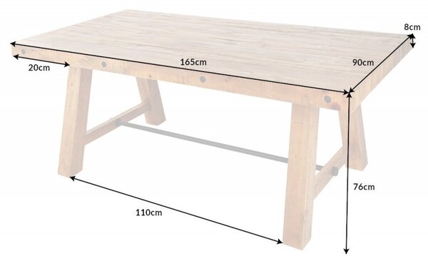 Masivní jídelní stůl Roseville přírodní hnědé barvy obdélníkového tvaru 165cm
