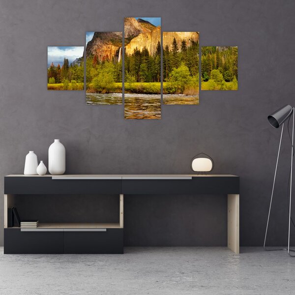 Obraz - Skály u jezera (125x70 cm)