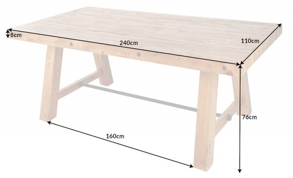 Masivní jídelní stůl Roseville přírodní hnědé barvy 240cm