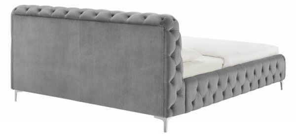 Chesterfield čalouněná manželská postel Modern Barock s šedým sametovým potahem 160x200