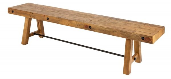 Industriální jídelní lavice Roseville z masivního dřeva vintage hnědé barvy 165cm