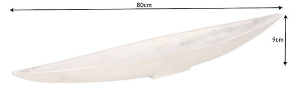 Designový tác Sorento ve tvaru listu z kovu ve stříbrném provedení 80cm