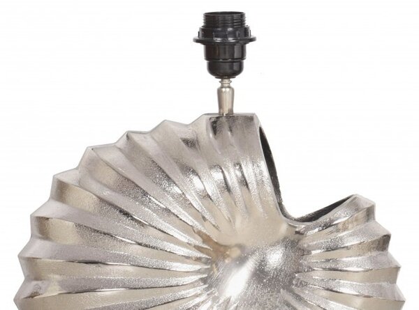 Art deco designová stolní lampa Alexa se stříbrnou podstavou a kulatým černým stínítkem 63cm