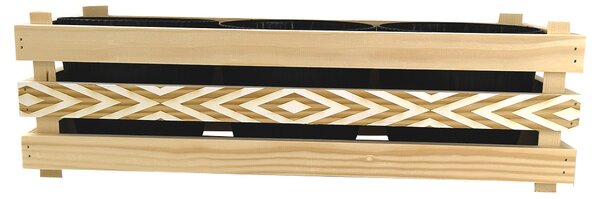 AMADEA Dřevěný obal na tři květináče s motivem kosočtverců, 47x17x15cm, dřevěný květináč