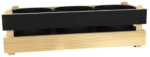 AMADEA Dřevěný obal na tři květináče s tabulkou pro psaní křídou, 47x17x15cm, dřevěný květináč Český výrobek