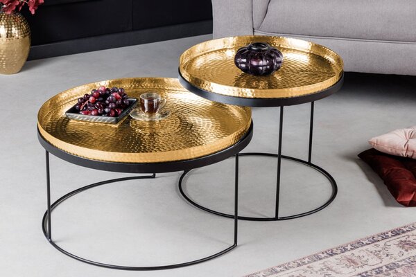 Art-deco set kulatých konferenčních stolků Elements zlatá 57cm