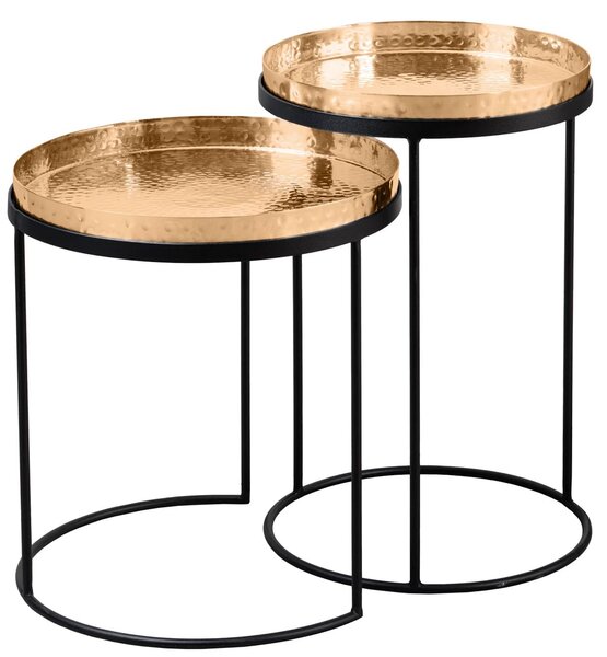 Art-deco set kulatých příručních stolků Elements zlatá 53cm