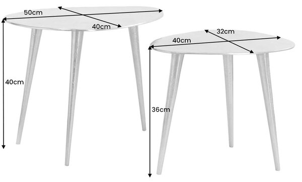 Designový set stříbrných konferenčních stolků Elements 50cm