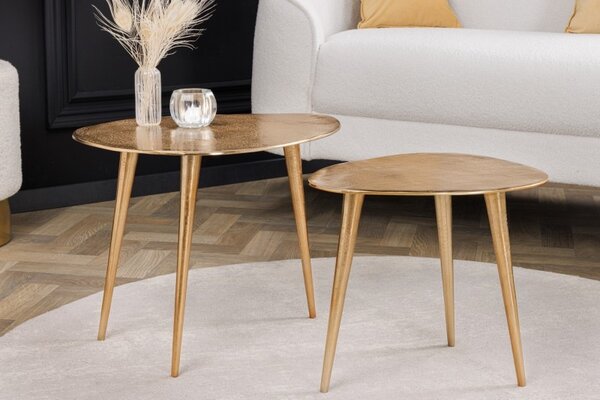 Art deco set oválných konferenčních stolků Elements zlatá 50cm