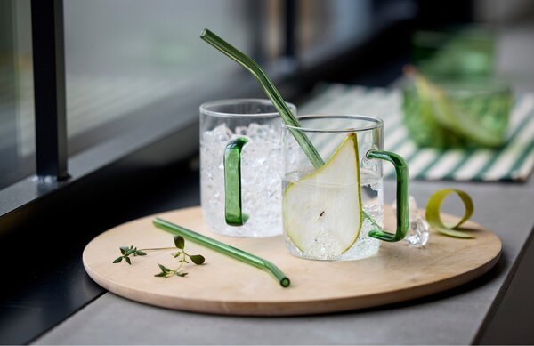 Lyngby Glas Set čtyř zelených skleněných brček Sippy