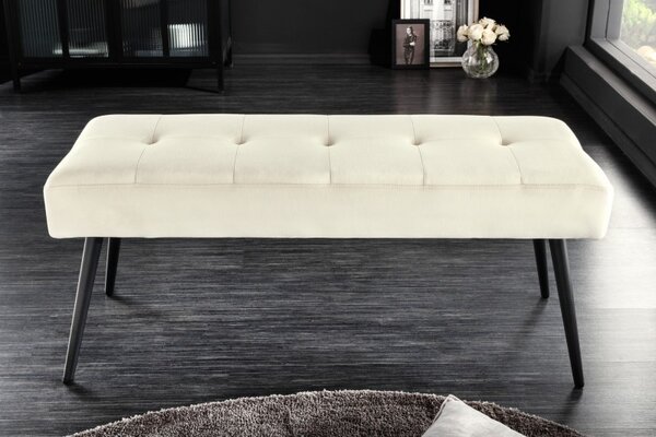 Stylová sametová lavice Soreli s čalouněním v šampaňské barvě 100cm