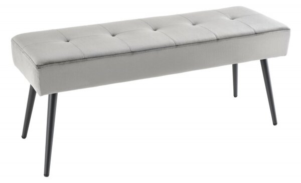 Stylová šedá lavice Soreli v moderním sametovém provedení 100cm
