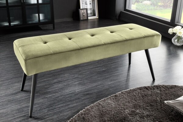Moderní lavice Soreli olivově zelený samet 100cm