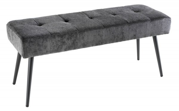 Stylová tmavě šedá lavice Soreli se manšestrovým čalouněním 100cm