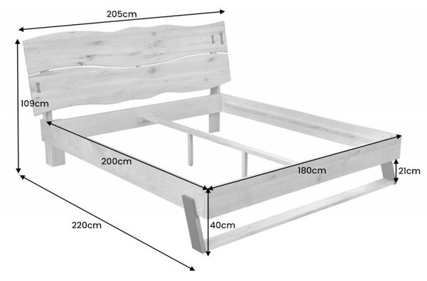 Masivní designová manželská postel Sheesham z palisandrového dřeva naturální hnědé barvy 180x200cm