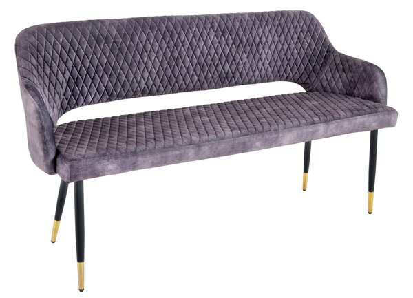 Designová čalouněná art deco lavice Fribourg s asymetrickými nožičkami šedá 162 cm