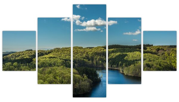 Obraz - Jezero v lesích (125x70 cm)