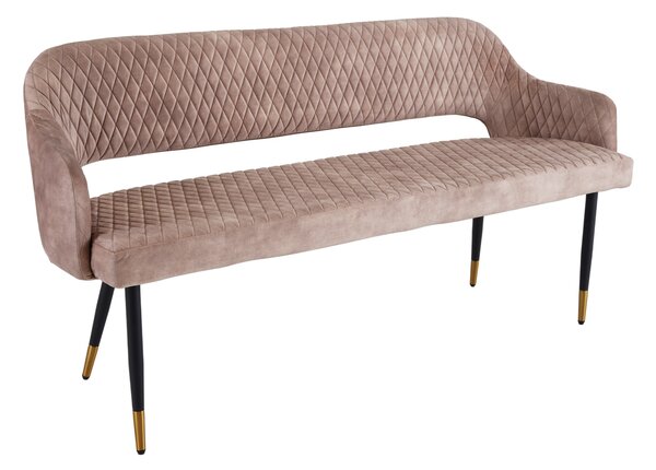 Designová čalouněná art deco lavice Fribourg s asymetrickými nožičkami světle béžová 162 cm