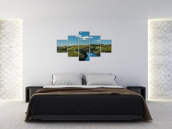 Obraz - Jezero v lesích (125x70 cm)
