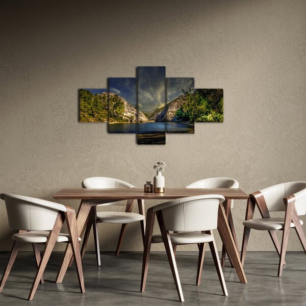 Obraz krajiny s jezerem (125x70 cm)