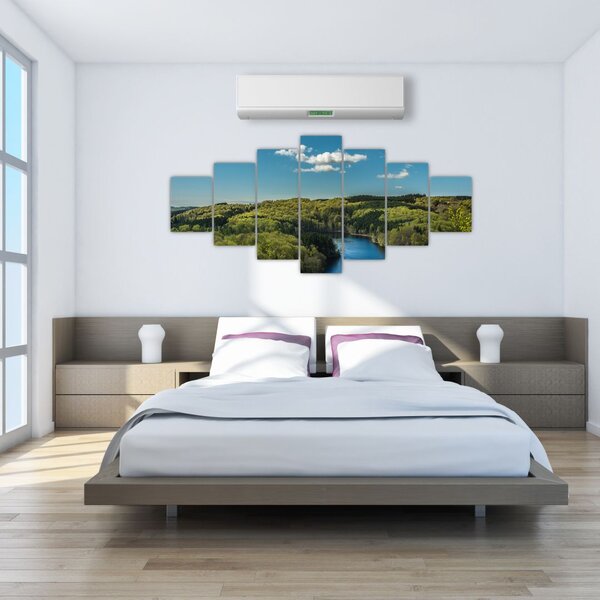 Obraz - Jezero v lesích (210x100 cm)