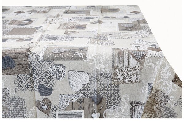 Látka patchwork se šedohnědými srdíčky Barva Šedohnědá Rozměry Šířka 140 cm